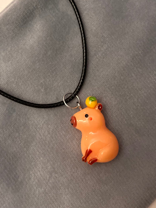 Capybara Necklace Cute Animal Jewelry Kapibara Charm Kawaii