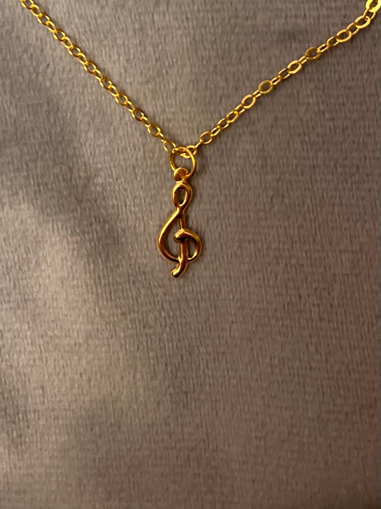 Treble Clef Necklace G-clef Charm Music Necklace Note Gold  Imitation