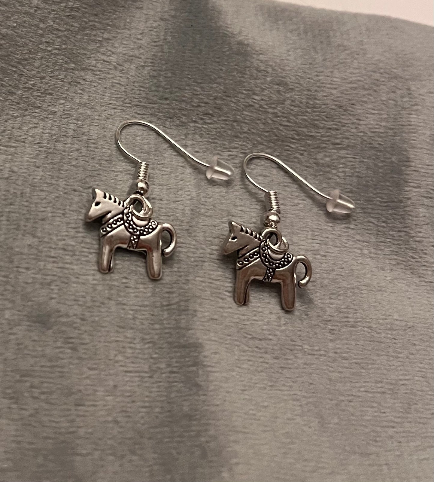 Dala Horse Earrings Dalahästar Silver Imitation Jewelry Swedish Souvenir