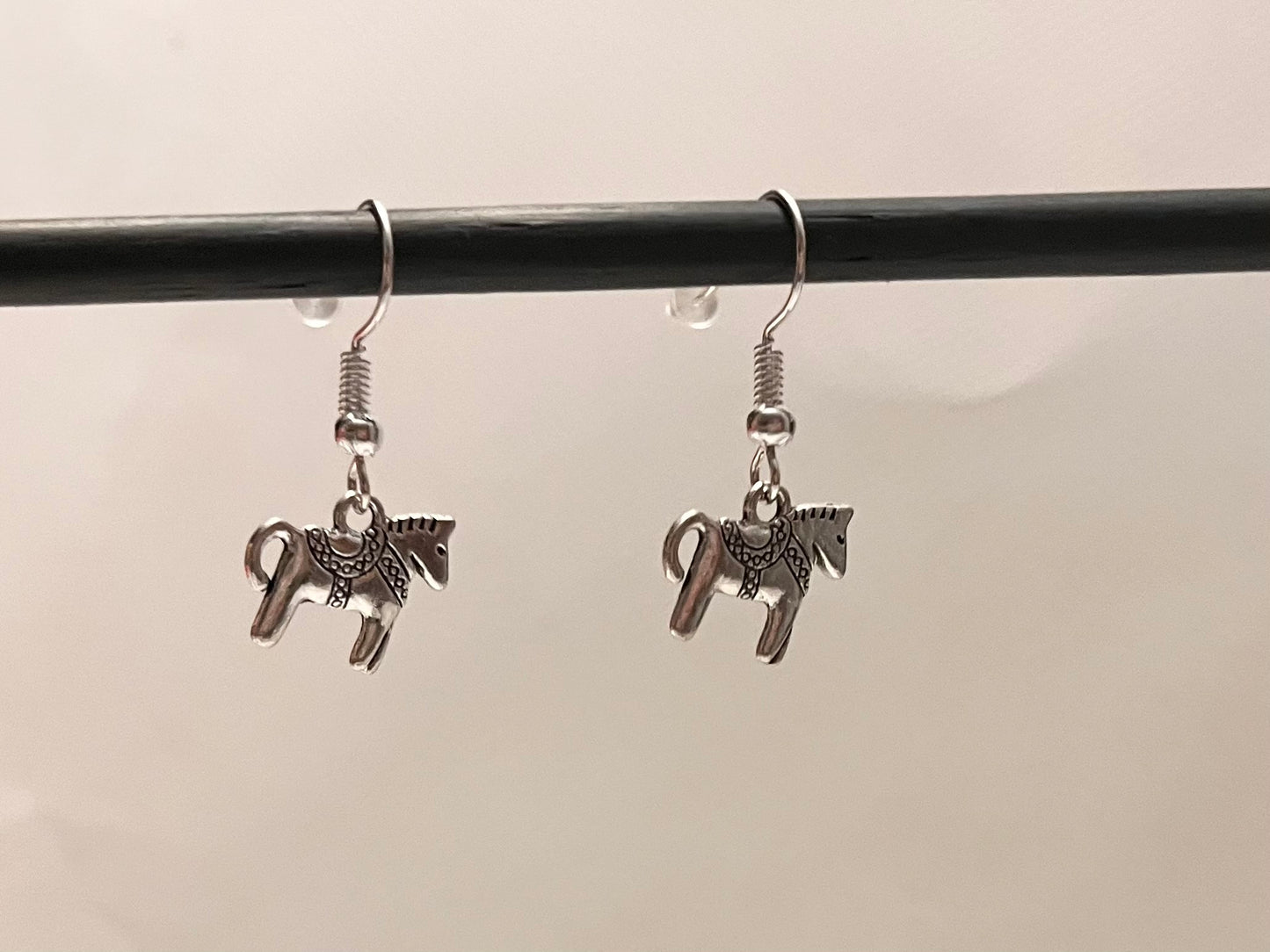 Dala Horse Earrings Dalahästar Silver Imitation Jewelry Swedish Souvenir