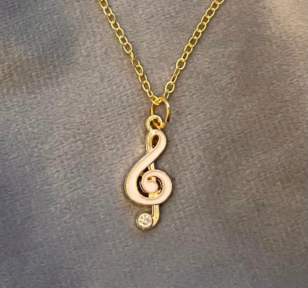 Treble Clef Necklace G-clef Charm Music Necklace Note Gold Imitation Bling Jewelry