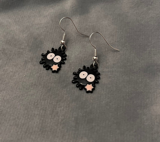 Susuwatari Earrings Black Soot Sprites Studio Ghibli Jewelry Ghibli Lover