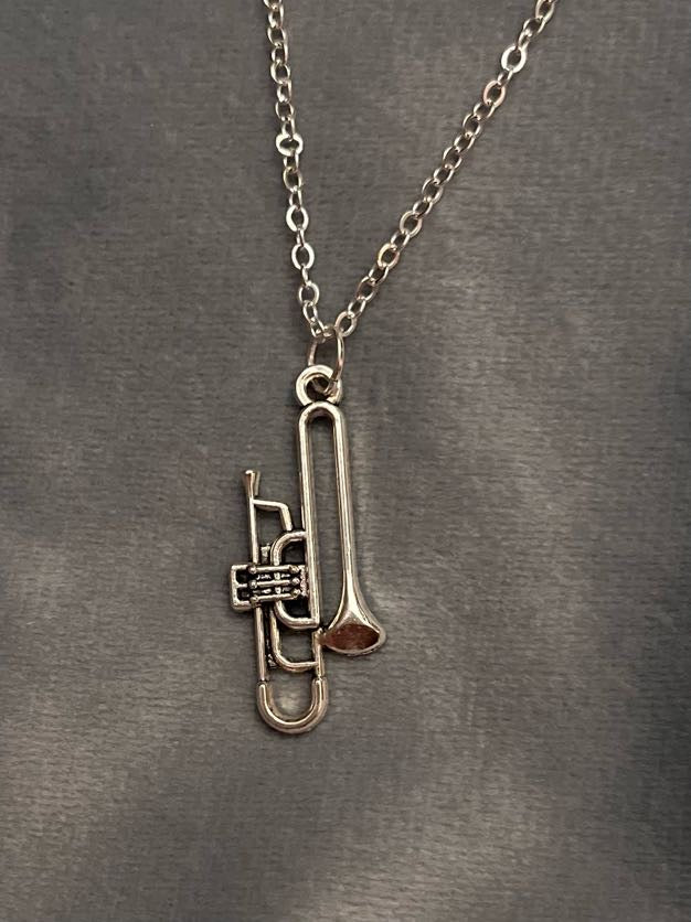 Trumpet Necklace Instrument Charm Music Necklace Silver Imitation