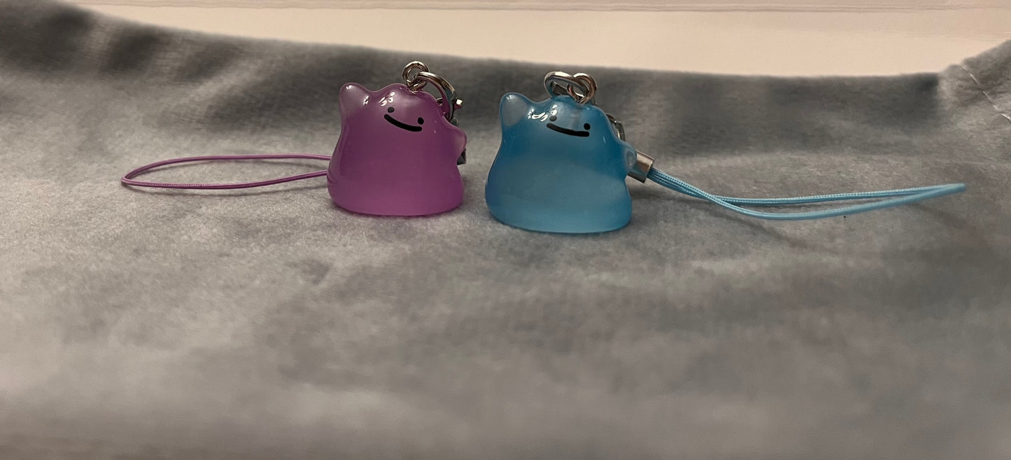 Luminous Ditto Phone Charm Pokémon Jewelry Ditto Keychain Pokémon Shiny Ditto Phonestrap for Pokémon Fan Gift