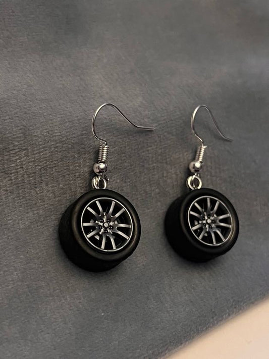 Car Tire Earrings Wheels Jewelry for Car Owner Gift for Vehicle Enthusiast Jewelry Car