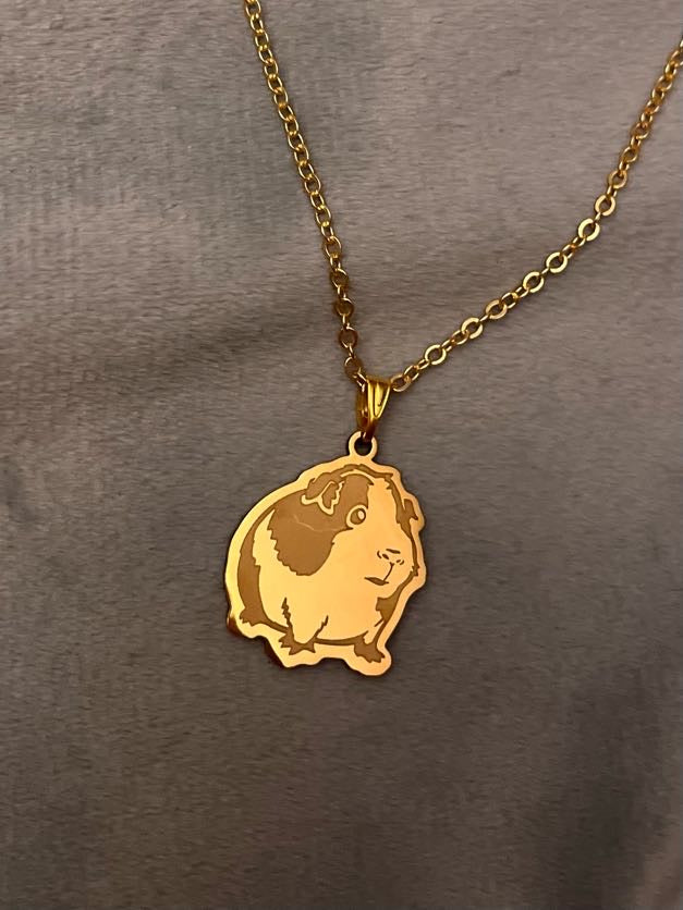 Guinea Pig Necklace Silver Gold Imitation Necklace for Guinea Pig Lover Gift for Guinea Pig Owner I love Guinea Pigs Jewelry