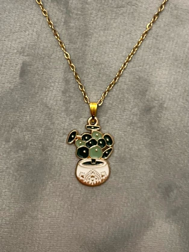 Plant Mama Halsband Guldimitation Smycke Krukväxt Present till växtälskare Monstera berlock Elefantöra Krukväxt halsband