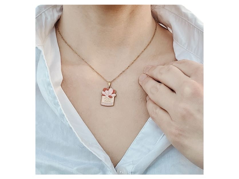 Plant Mama Halsband Guldimitation Smycke Krukväxt Present till växtälskare Monstera berlock Elefantöra Krukväxt halsband