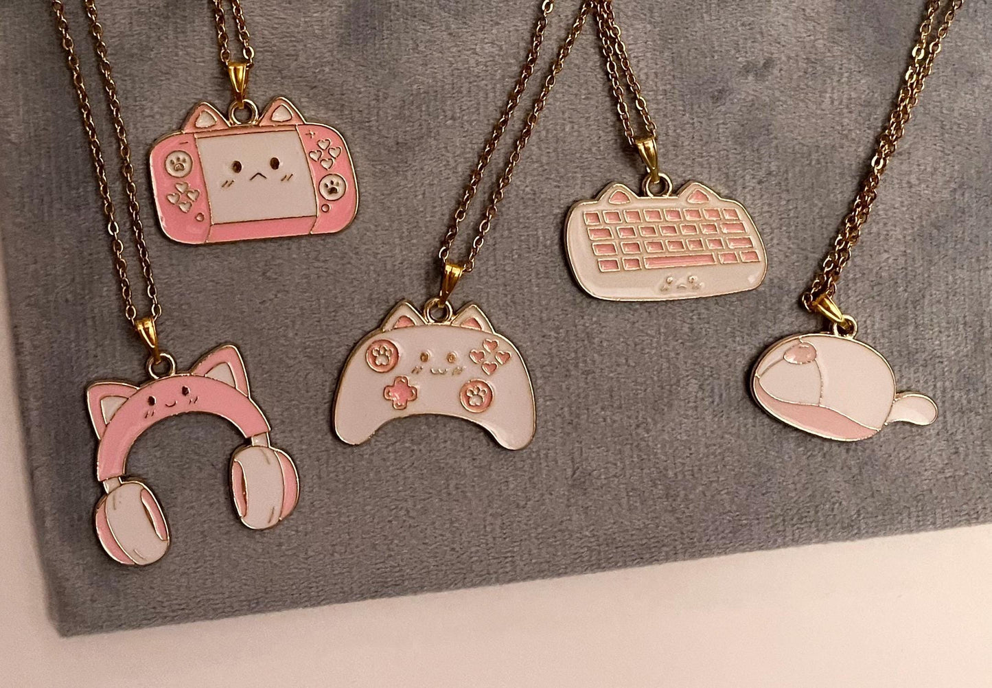 Cozy Gamer halsband för Gamer Girl Present Gamer smycken Tv-spel Konsol berlock Spelhalsband Rosa Guldimitation