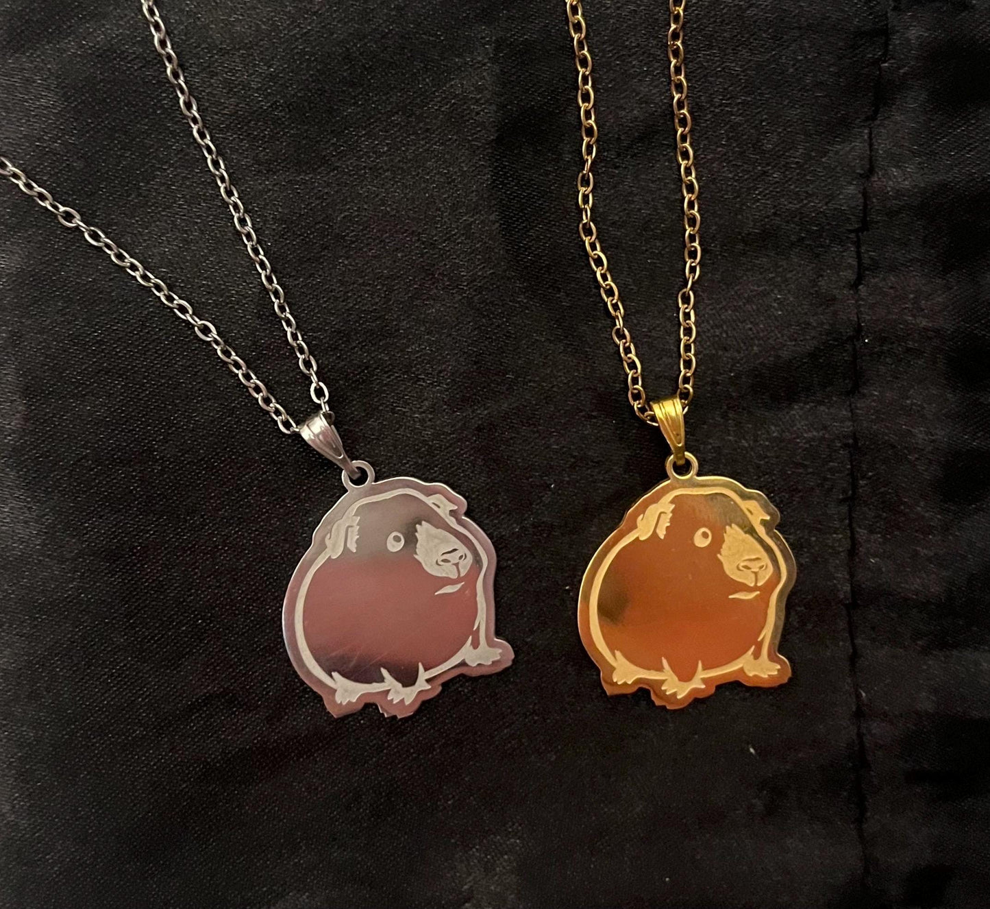 Guinea Pig Necklace Silver Gold Imitation Necklace for Guinea Pig Lover Gift for Guinea Pig Owner I love Guinea Pigs Jewelry