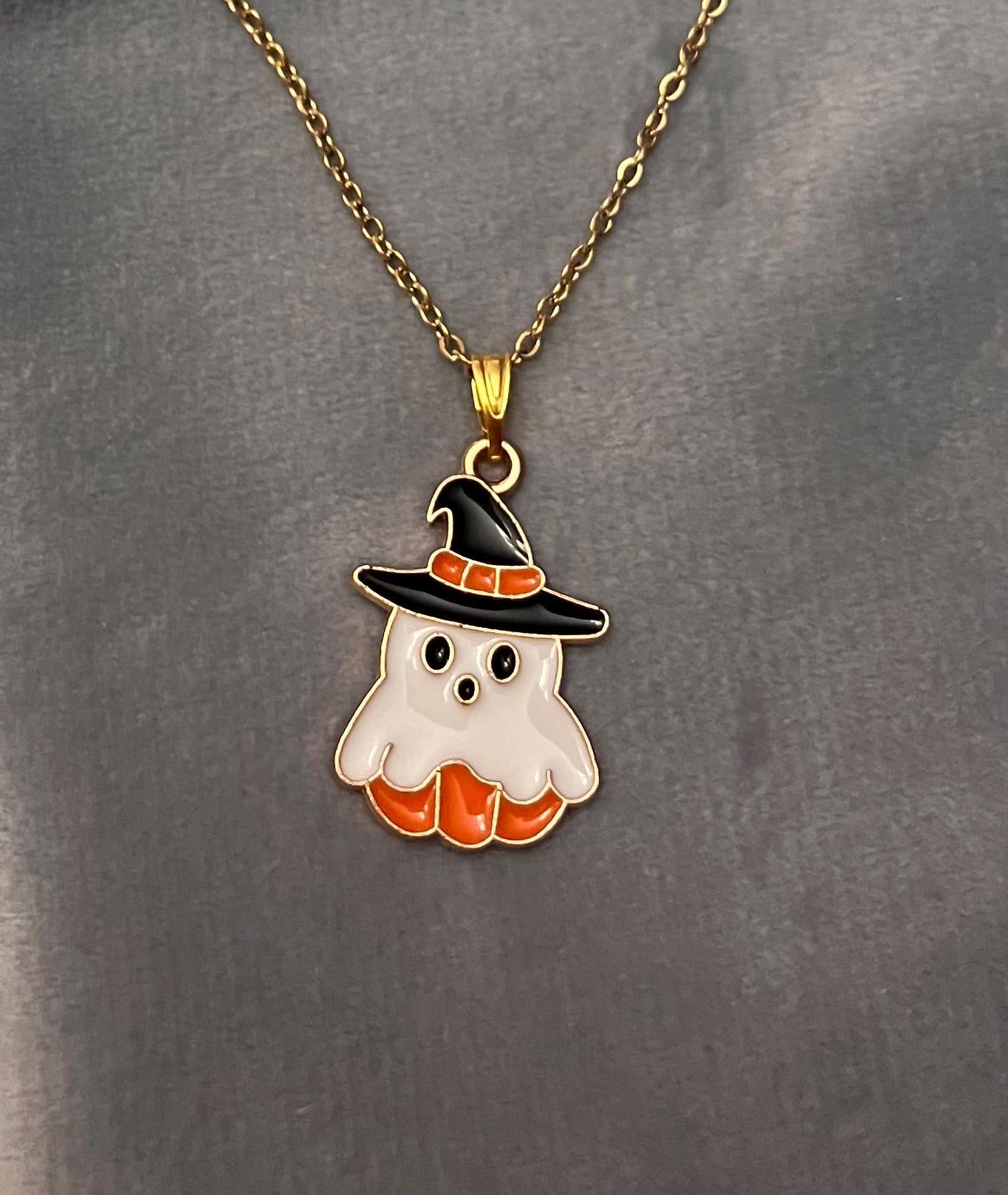 Halsband Halloween Guld Imitation Spöke  Katt Hänge Söt Halloween Smycken Pumpa Halsband