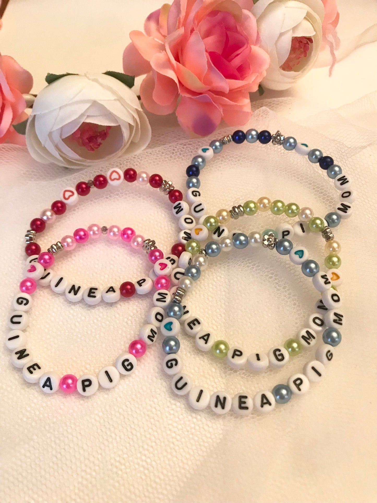 GUINEA PIG MOM Bracelet Beaded Elastic Bracelet Gift for Guinea Pig Owner Handmade Jewelry for Guinea Pig Lover I Love Guinea Pigs