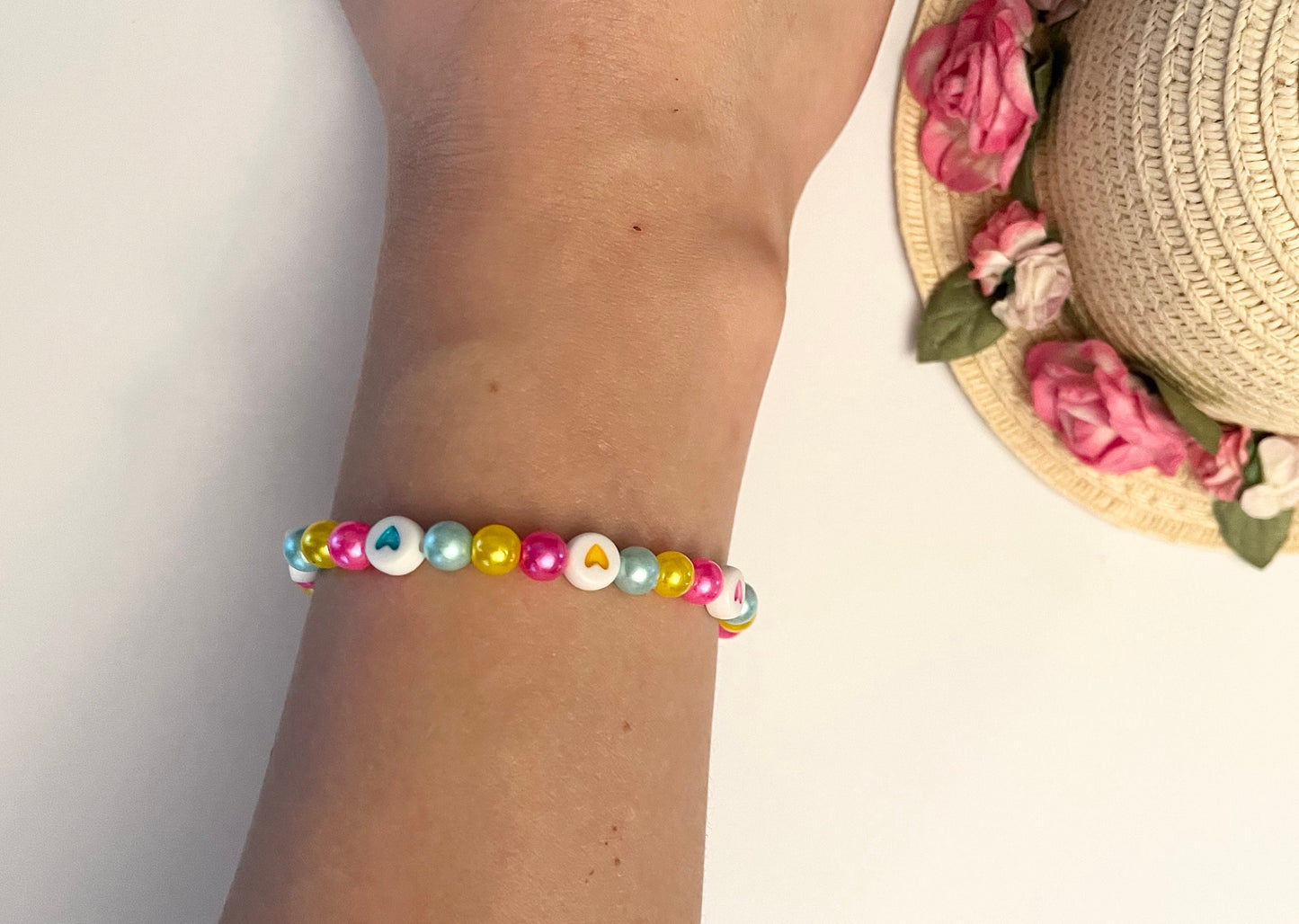 Pansexual Bracelet LGBTQ+ Beaded Adjustable Bracelet Elastic Pan Jewelry for Pride Month Accessories Pansexual