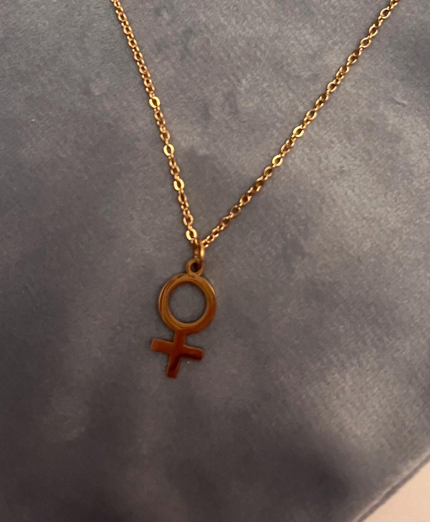 Guld Feminist Halsband Kvinnosymbol Present till Feminist Minimalistiskt Smycke Kvinna Halsband Venussymbol Guld imitation