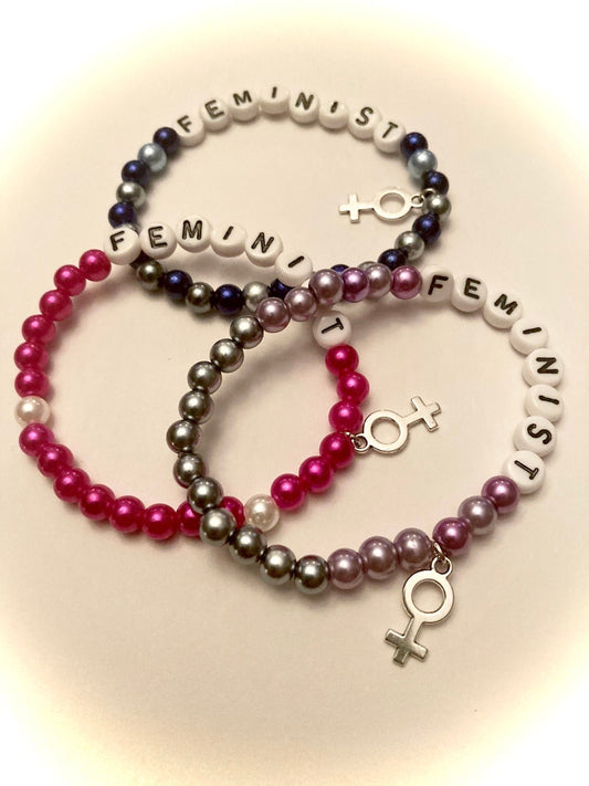 FEMINIST Bracelet Beaded Elastic Stretch Bracelet with Bead Letters Gift for Feminist Accessories Feminism Jewelry Womens Rights