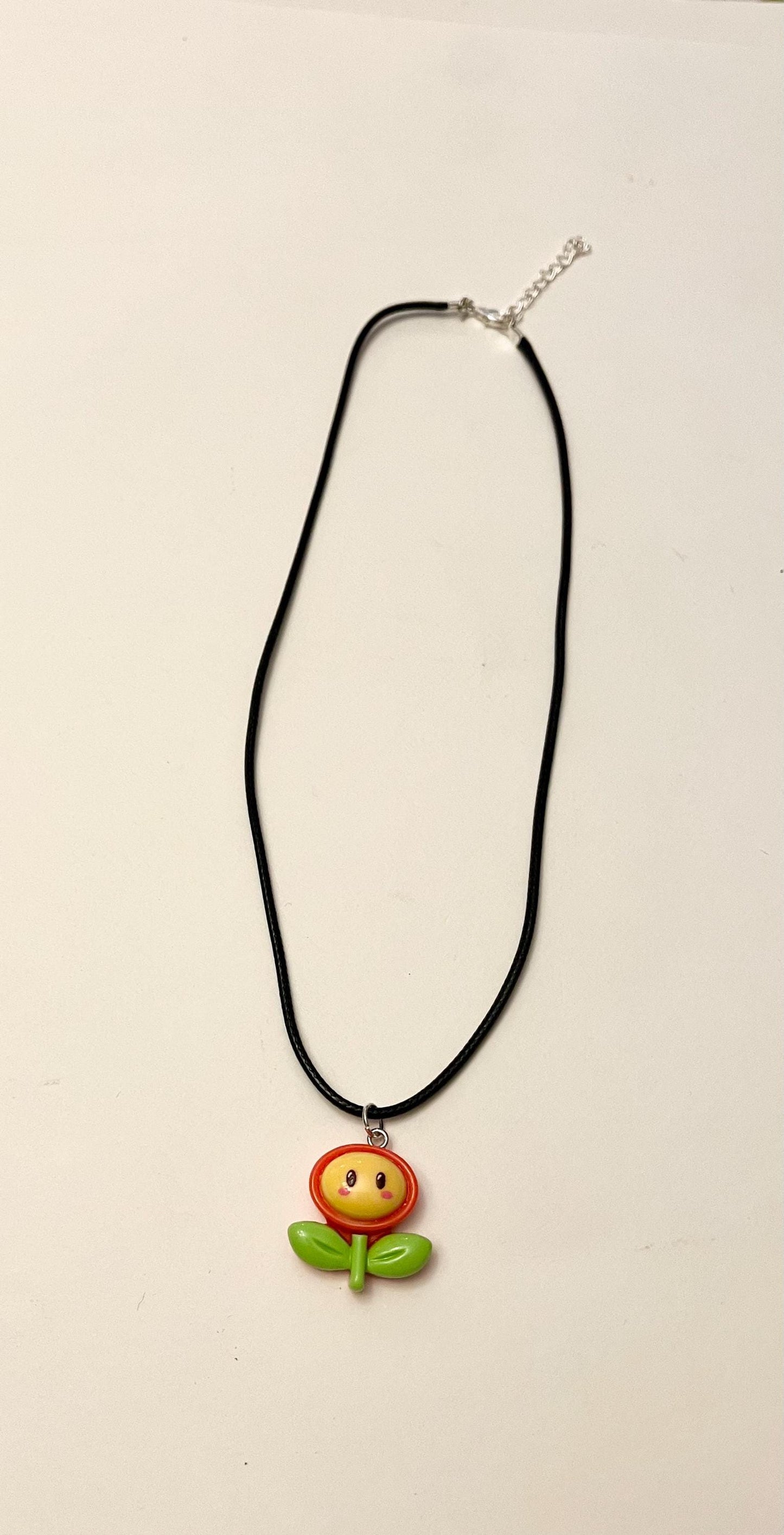 Fire Flower Necklace Nintendo Gift Retro Gamer Super Mario Necklace Video Game Jewelry Flame Flower Pendant