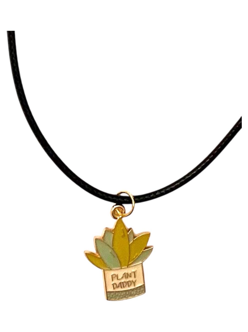 Plant Daddy Halsband med krukväxtsmycken för växtälskare Gåva Plant Dad Charm Växthänge Jag älskar växter