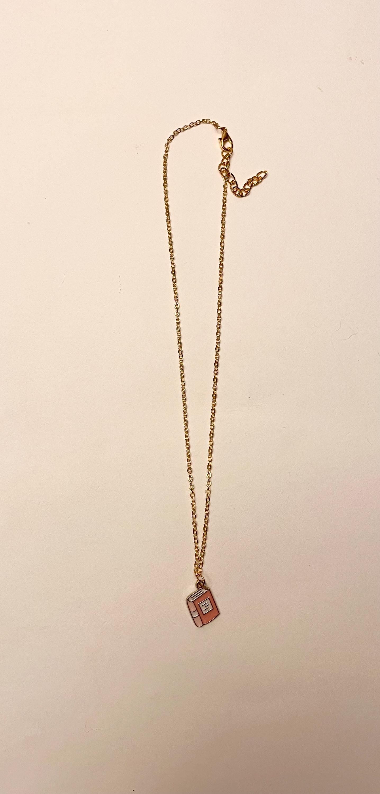 Book Necklace for Booklover Gift for Reader Miniature Book Jewelry I love Books Gold Imitation