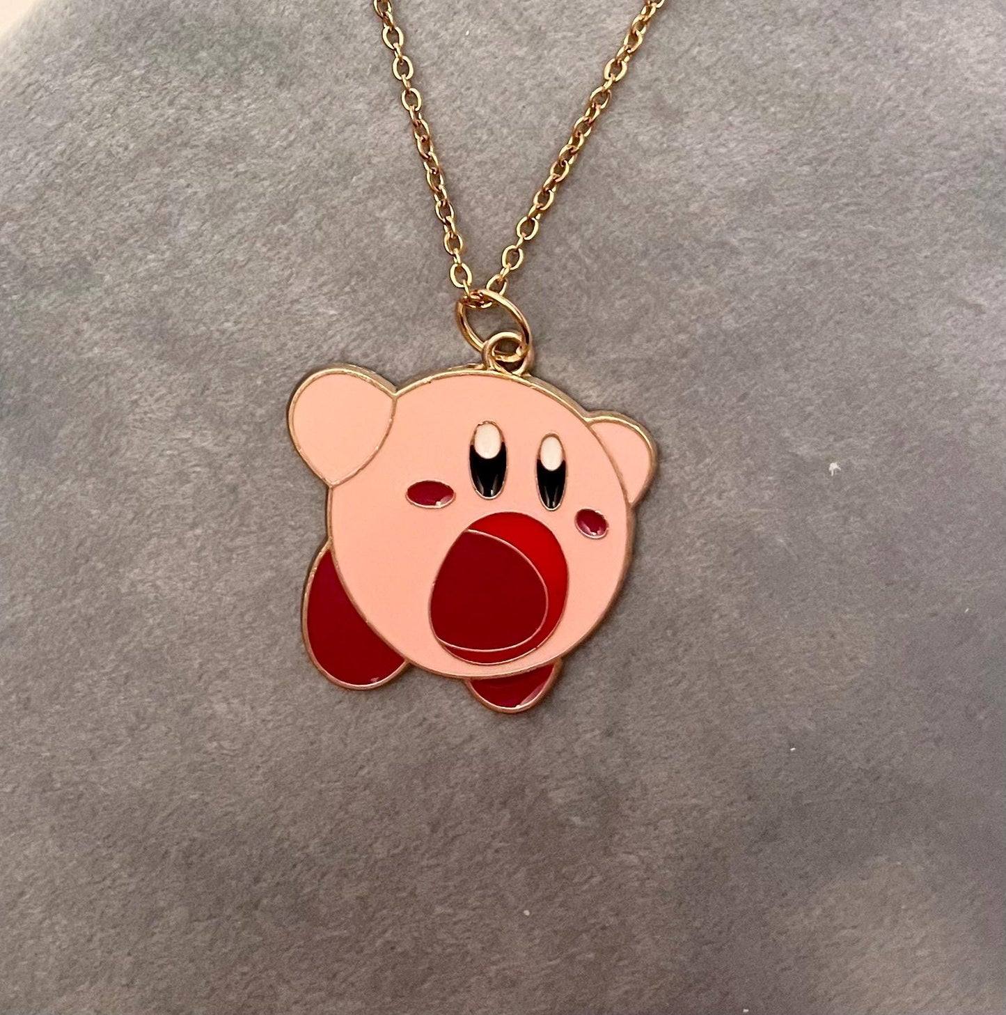 Nintendo Kirby Halsband för Retro Gamer Present Tv-spel Smycken Kirby Berlock Nintendo Hängsmycke Kirby Smycken Guld Halsband