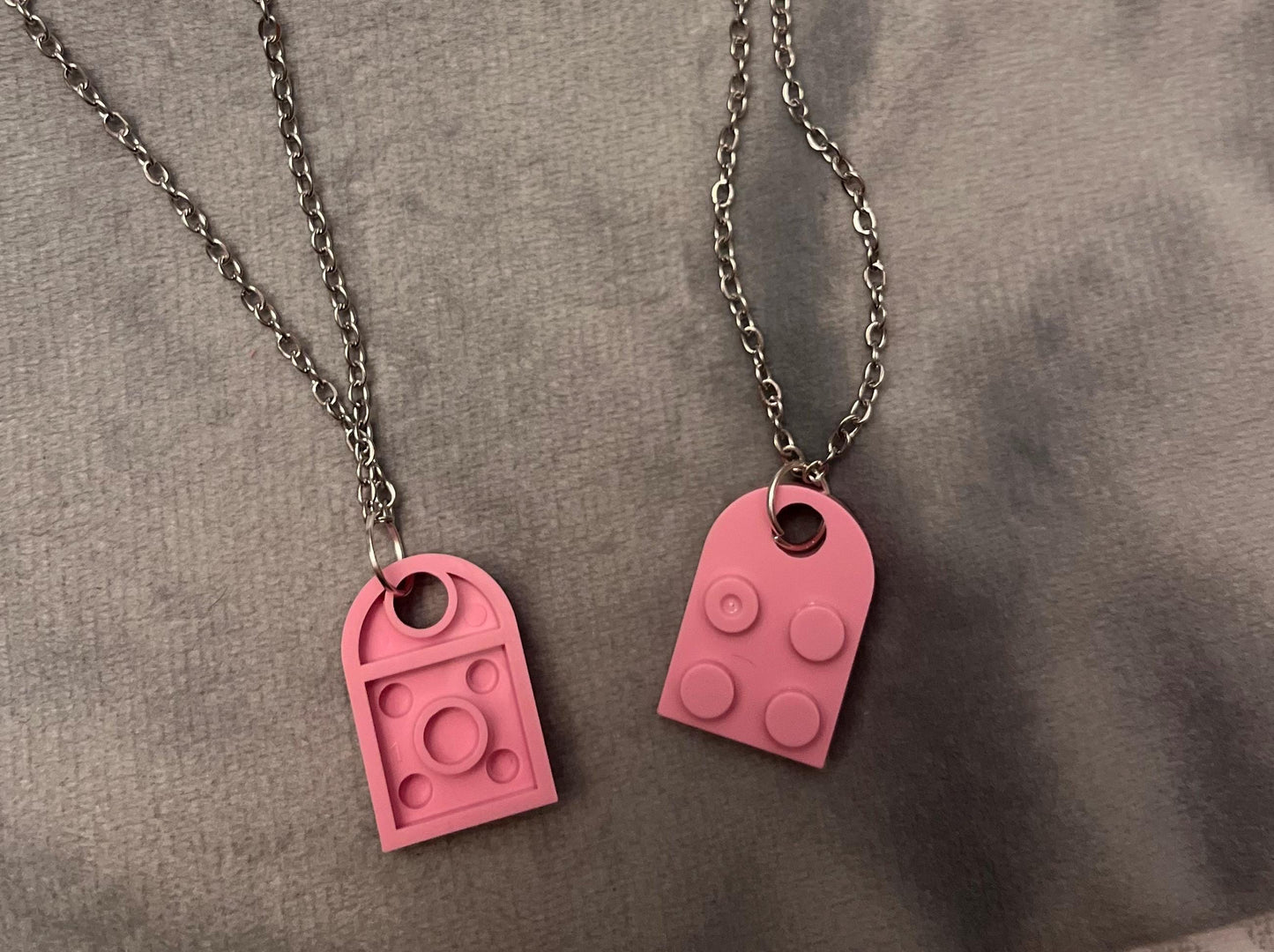 Lego Hjärta halsband för Par och Bästa Vänner Halsband Silver imitation Smycken Vänskapshalsband vänskapshjärta