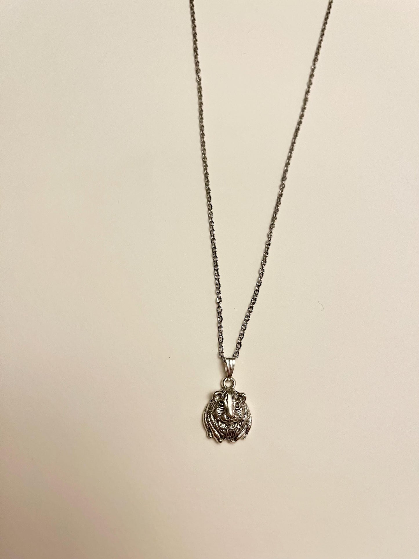Guinea Pig Necklace Silver Imitation Minimalistic Jewelry for Guinea Pig Lover Gift for Guinea Pig Owner I love Guinea Pigs