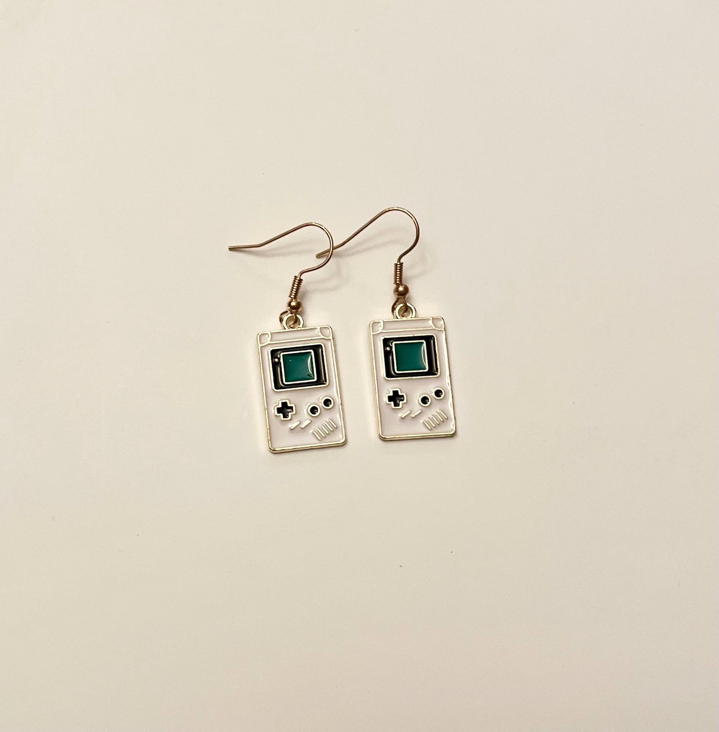 Gameboy Earrings Video Game Jewelry Retro Gaming Gift Gameboy Console Charm for Gamer Drop Earrings Gold