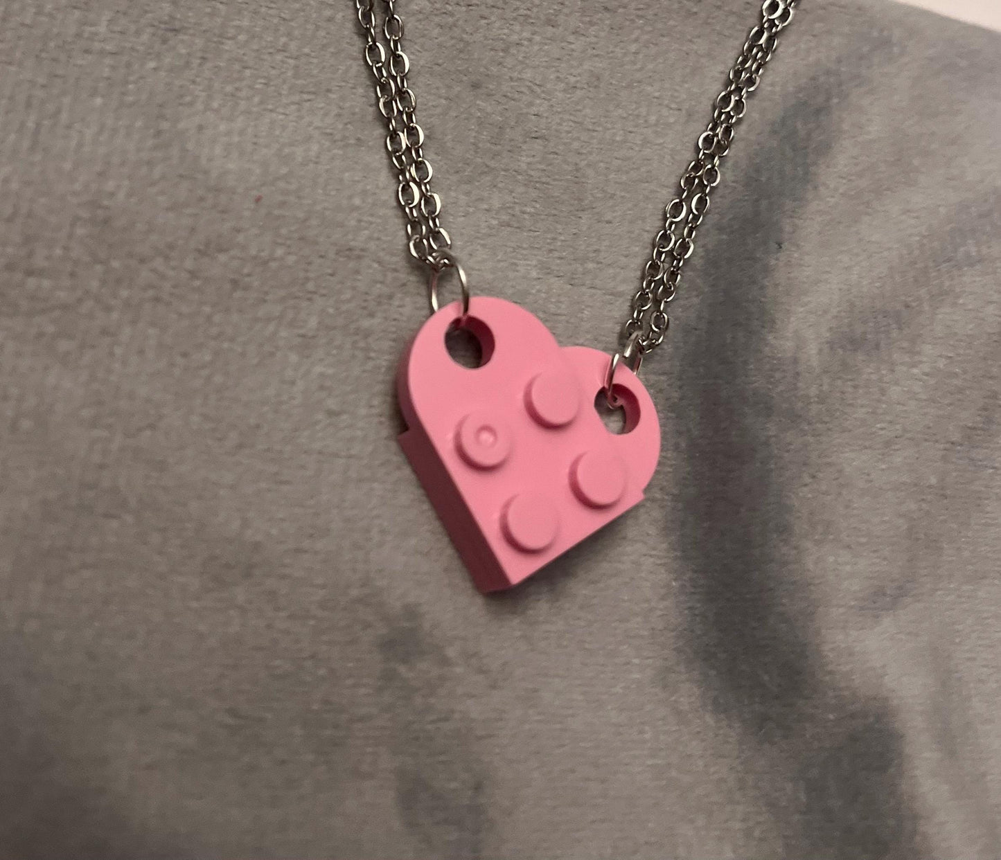 Lego Hjärta halsband för Par och Bästa Vänner Halsband Silver imitation Smycken Vänskapshalsband vänskapshjärta