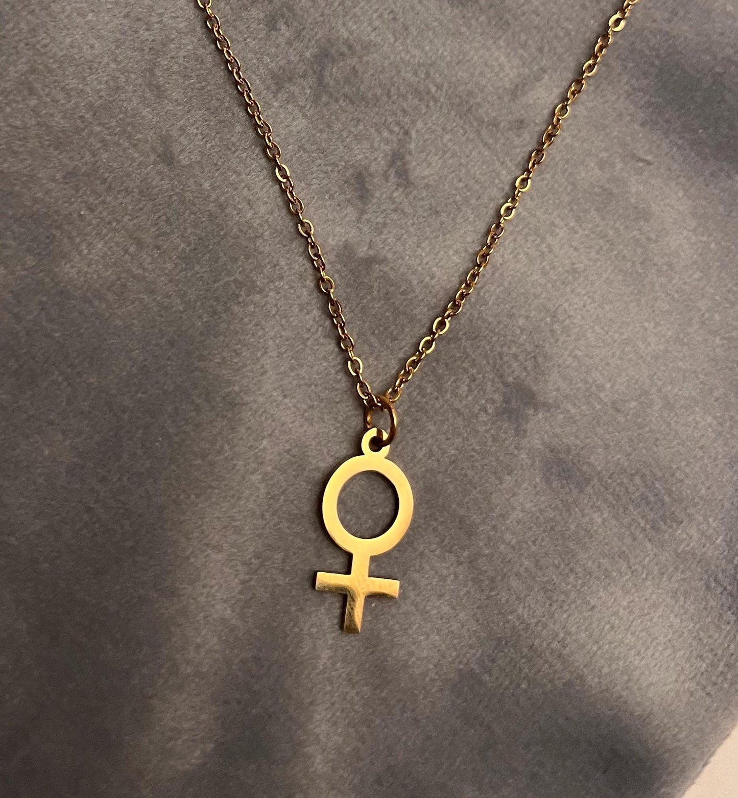 Guld Feminist Halsband Kvinnosymbol Present till Feminist Minimalistiskt Smycke Kvinna Halsband Venussymbol Guld imitation