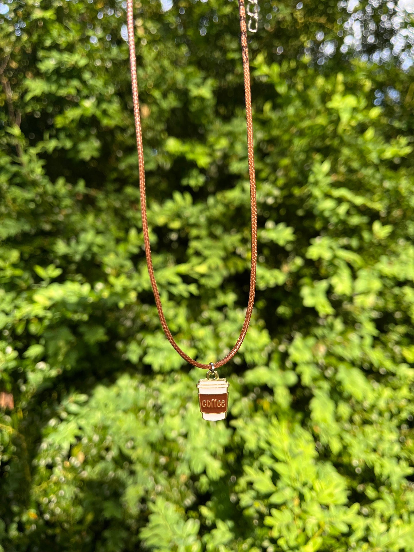 Kaffehalsband Miniatyrmatsmycken Handgjord present till kaffeälskare