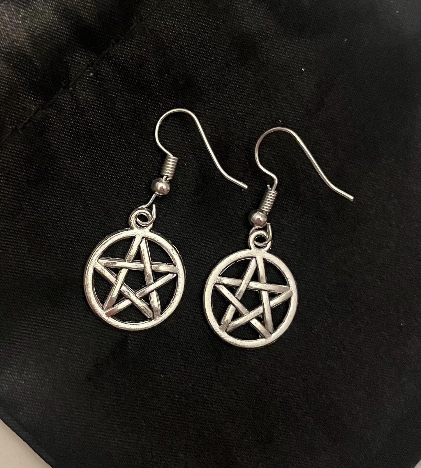 Pentagram örhängen Silverimitation Wicca Pentagram smycken Femuddig Stjärna i cirkel örhängen Norse Goddess