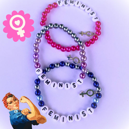 FEMINIST Bracelet Beaded Elastic Stretch Bracelet with Bead Letters Gift for Feminist Accessories Feminism Jewelry Womens Rights