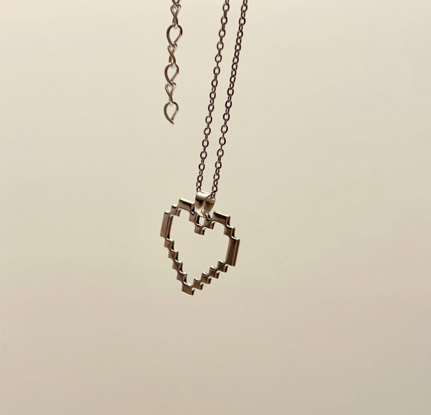 Pixel Heart Necklace for Video Game Lover  Gift for Gamer Jewelry Silver Imitation Video Game Necklace for Woman