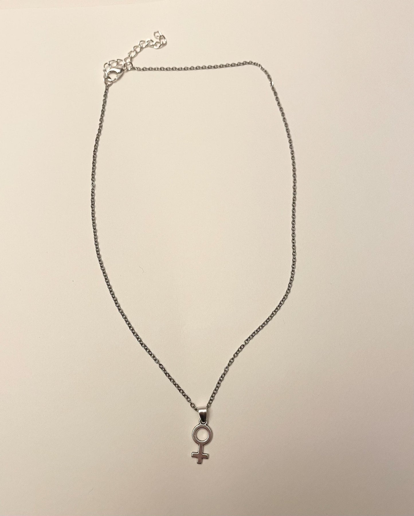 Feminist Necklace Female Symbol Gift for Feminist Minimalistic Jewelry Woman Symbol Necklace Venus Symbol Silver Imitation