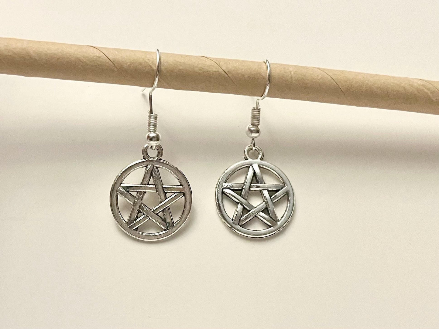 Pentagram örhängen Silverimitation Wicca Pentagram smycken Femuddig Stjärna i cirkel örhängen Norse Goddess