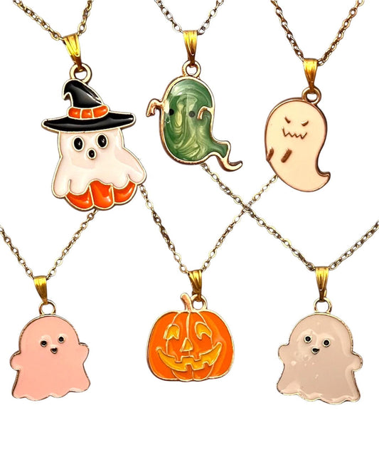 Necklace Halloween Gold Imitation Ghost Charm Cat Pendant Cute Halloween Jewelry Pumpkin Necklace