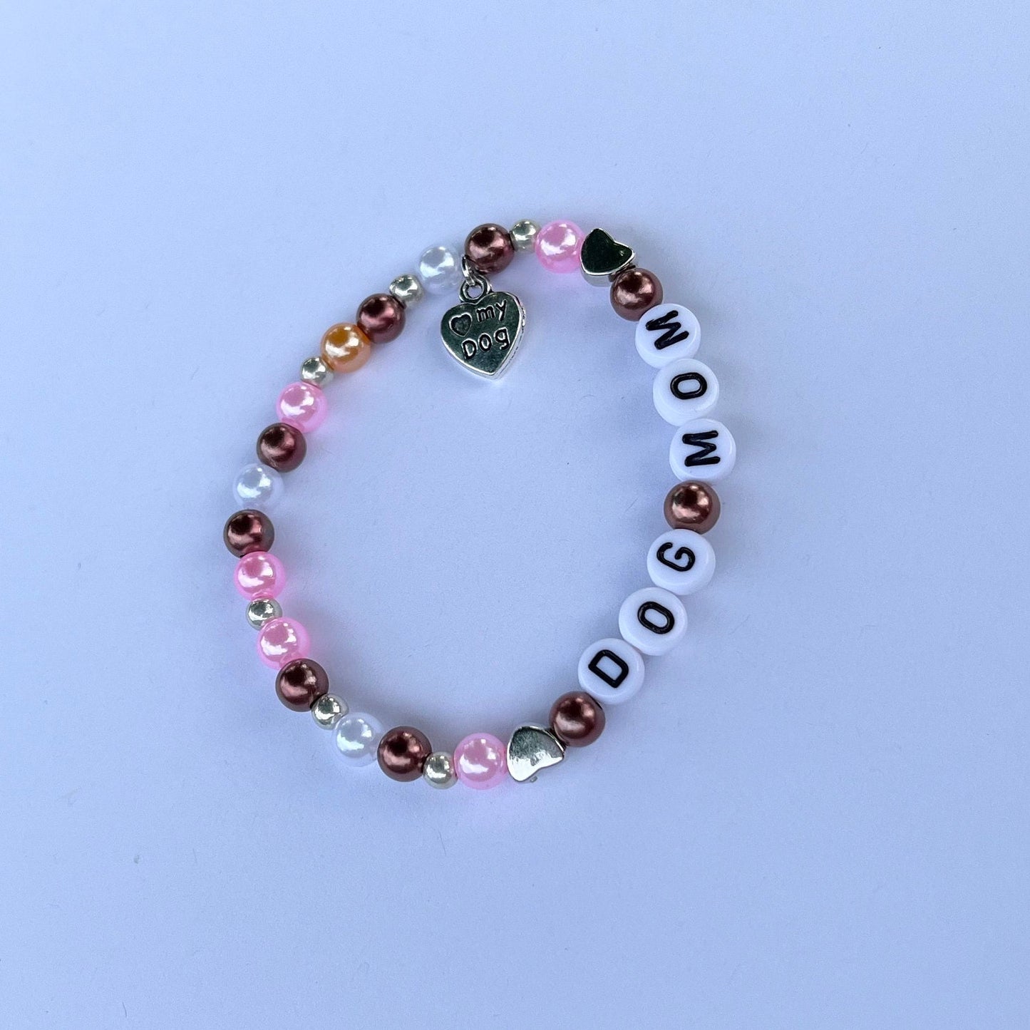 DOG MOM Bracelet Customizable Beaded Elastic Gift for Dog Owner Jewelry I Love Dogs Charm Bracelet I Love My Dog