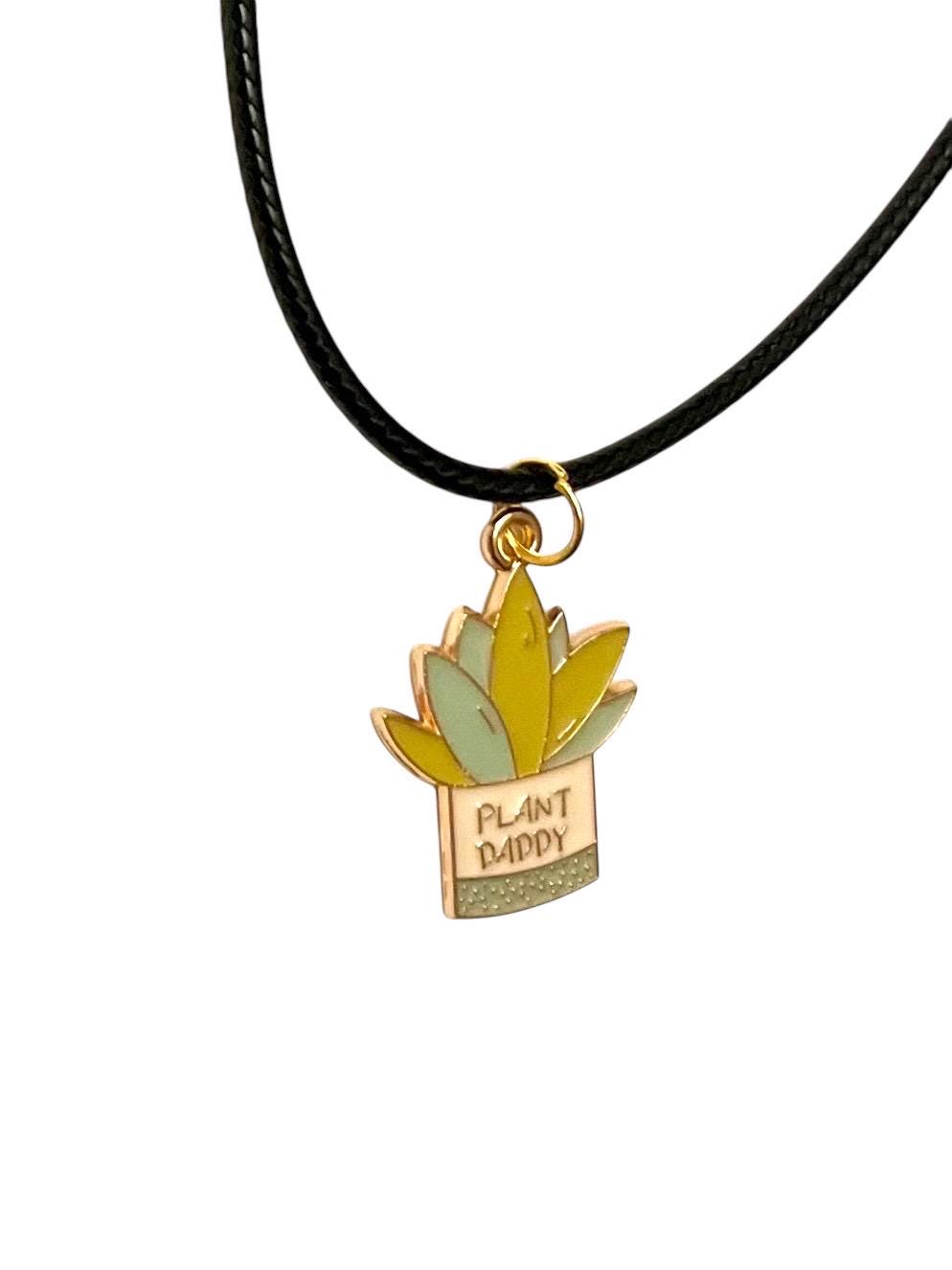 Plant Daddy Halsband med krukväxtsmycken för växtälskare Gåva Plant Dad Charm Växthänge Jag älskar växter