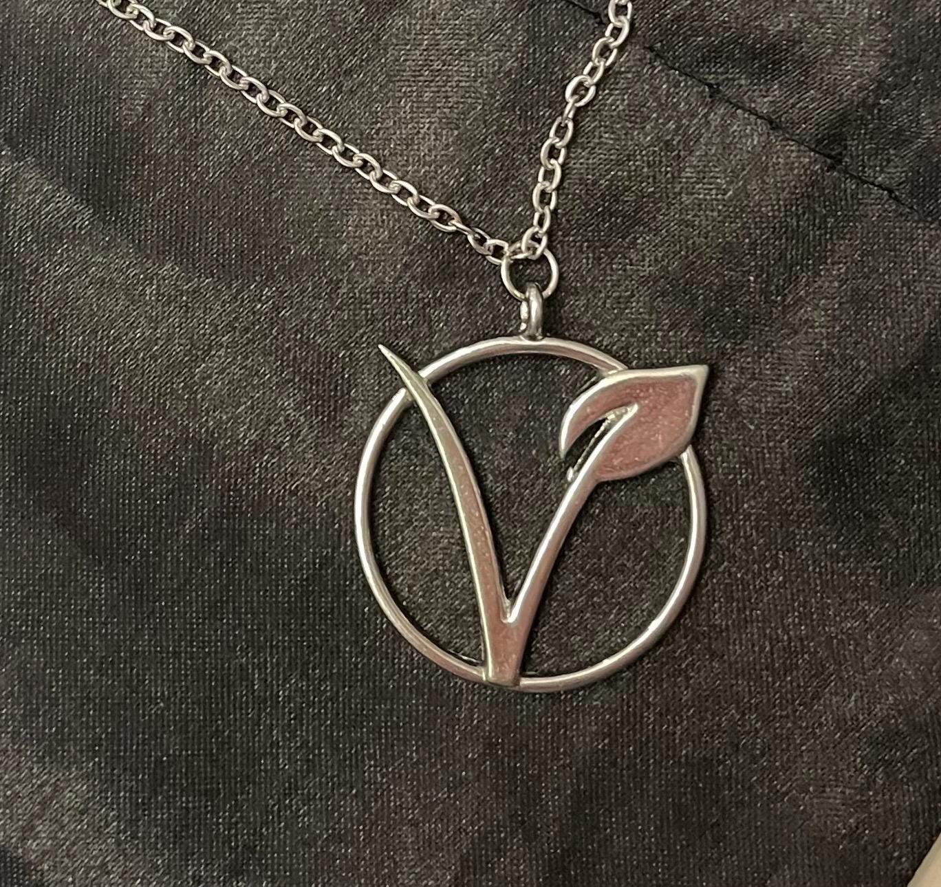 Veganskt halsband silverimitationssmycken för vegansk present växtbaserad etikett vegansk skylt merchandise vegansk