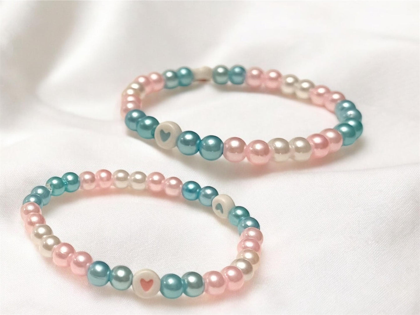 Trans Bracelet Beaded Elastic with Hearts for Pride Season LGBTQ+ Jewelry Transexual flag colors Jewelry Transexual Bracelet