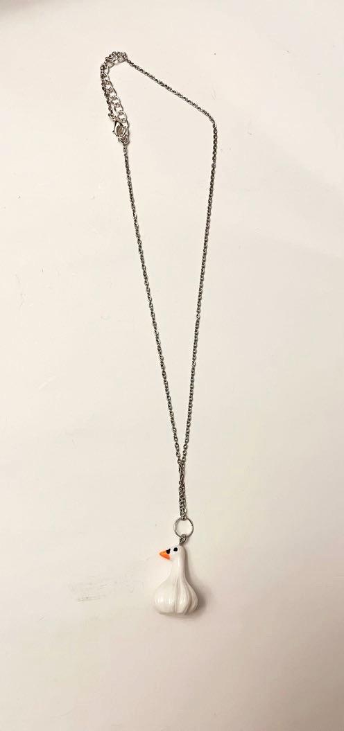 Goose Necklace Garlic Goose Charm Swan Garlic Shape Funny Geese Jewelry