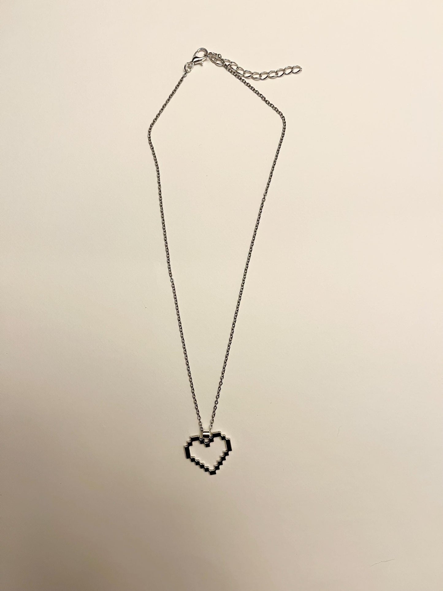 Pixel Heart Necklace for Video Game Lover  Gift for Gamer Jewelry Silver Imitation Video Game Necklace for Woman