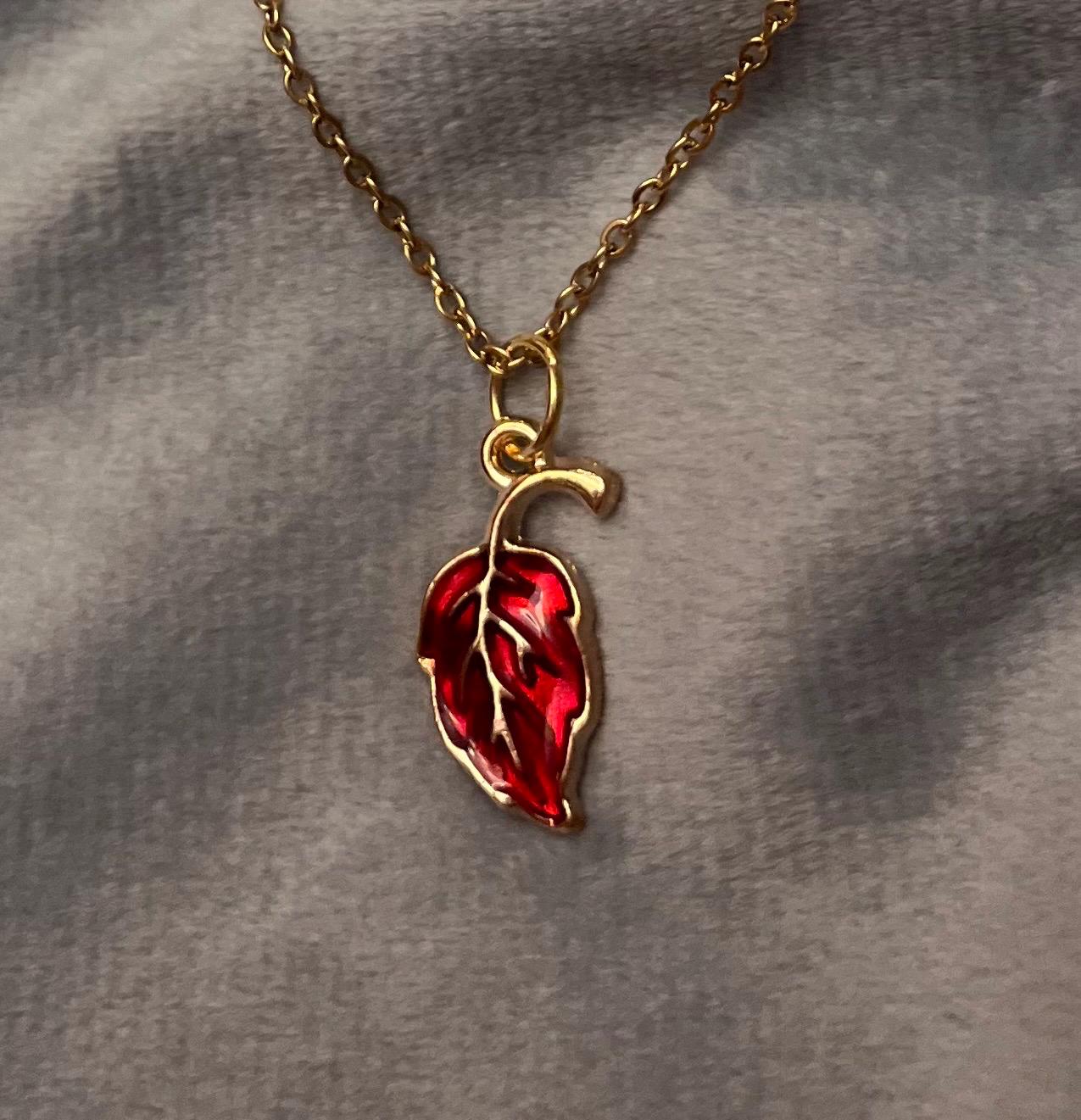 Halsband Höstlöv smycken Löv Guldimitation Hösttema smycken Vackert  halsband natur