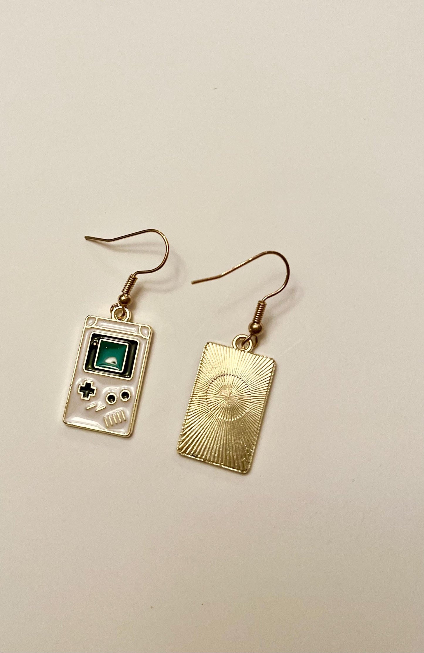 Gameboy Earrings Video Game Jewelry Retro Gaming Gift Gameboy Console Charm for Gamer Drop Earrings Gold