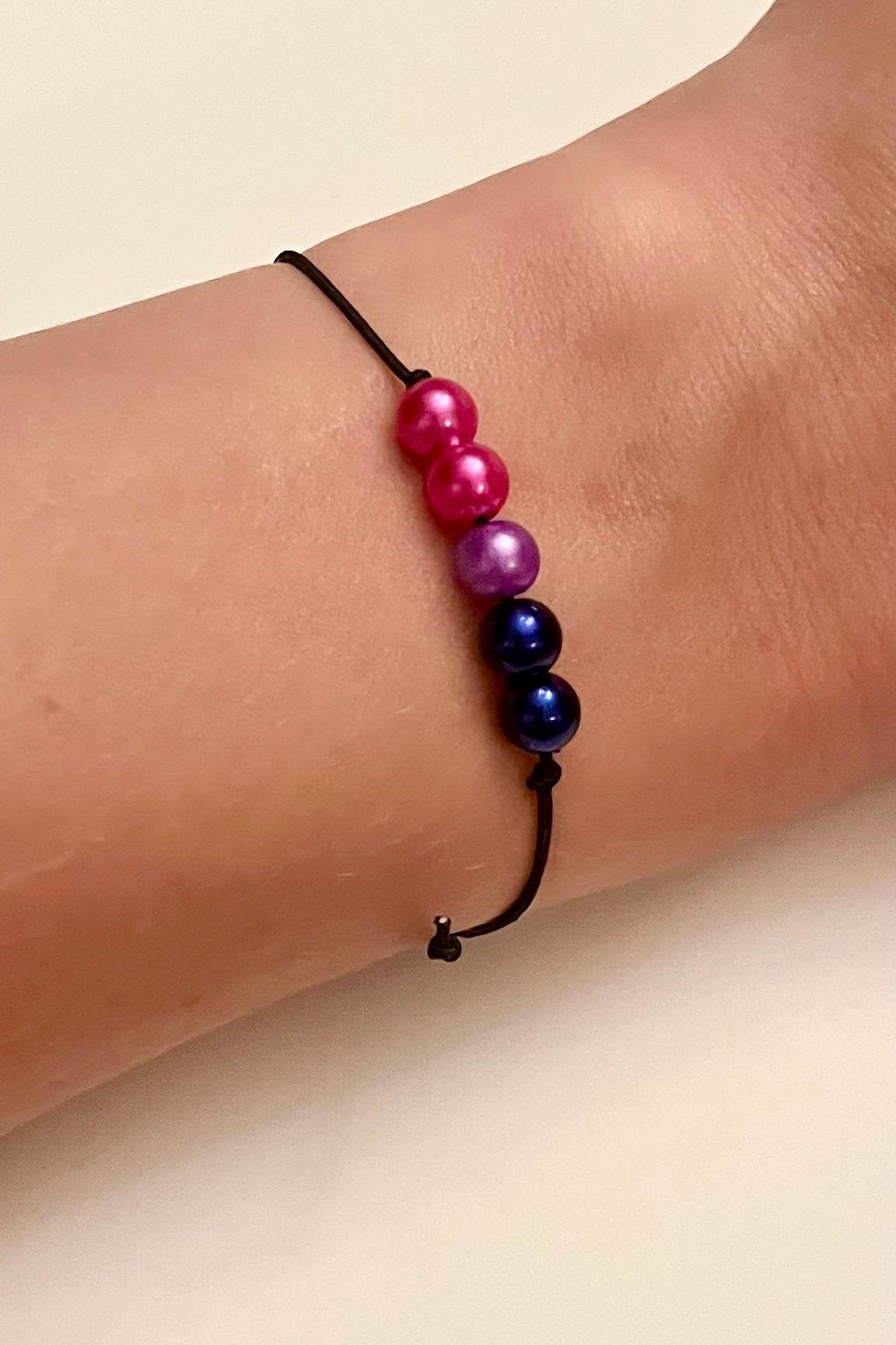 Bisexuell armband med pärlor elastiskt enkelt armband HBTQ+-smycken för Pride-månaden accessoarer