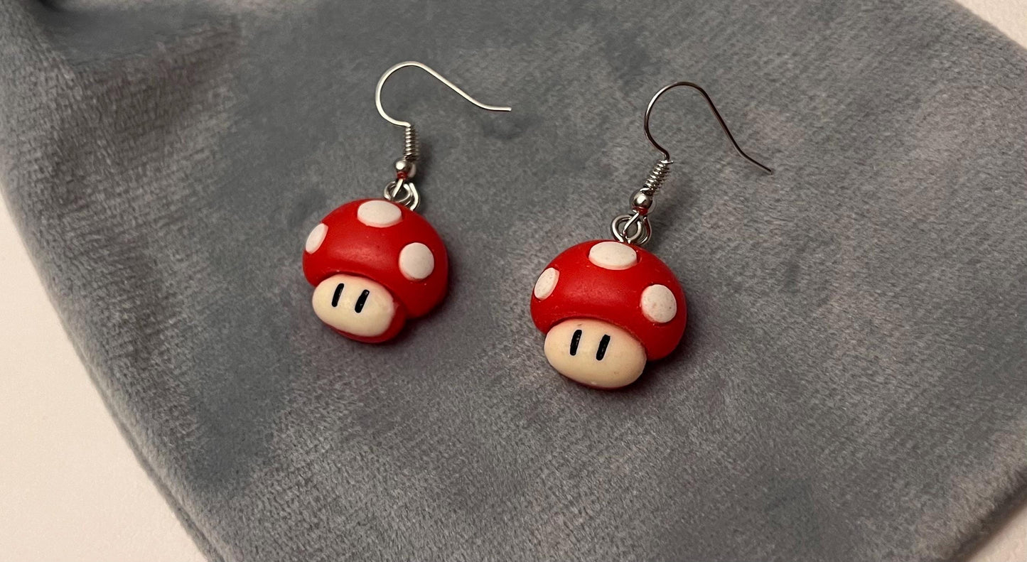 Super Mario Mushroom Örhängen Videospelsmycken Retro Gaming Present till Gamer Super Mushroom Örhängen Droppörhängen Super Mushroom Berlock