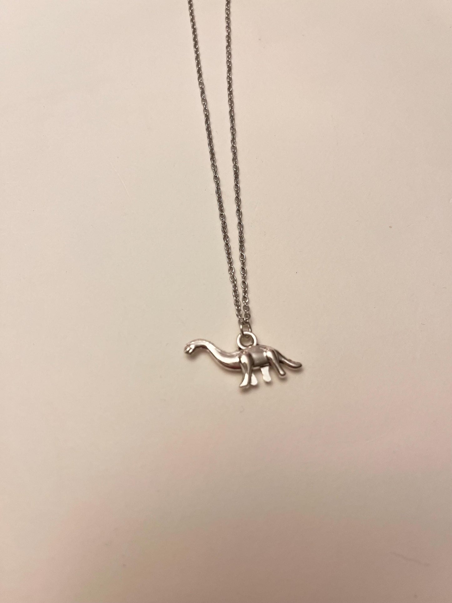 Dinosaur Necklace with Dinousar Charm Silver Imitation Jewelry for Dino Lover Gift Unique