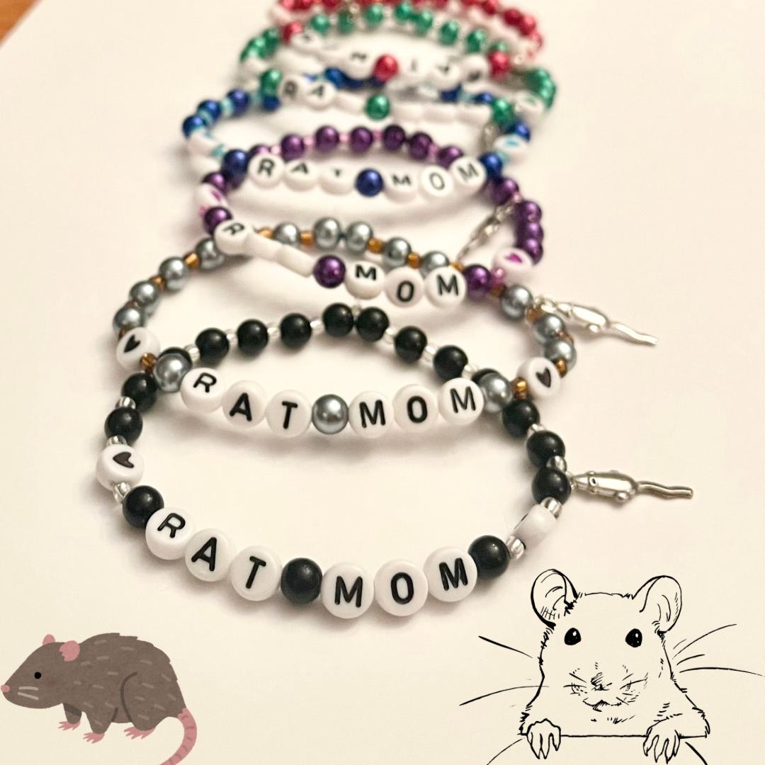 Rat Mom armband för råttägare Present I love rats Smycken Elastiskt armband med pärlor för råttälskare