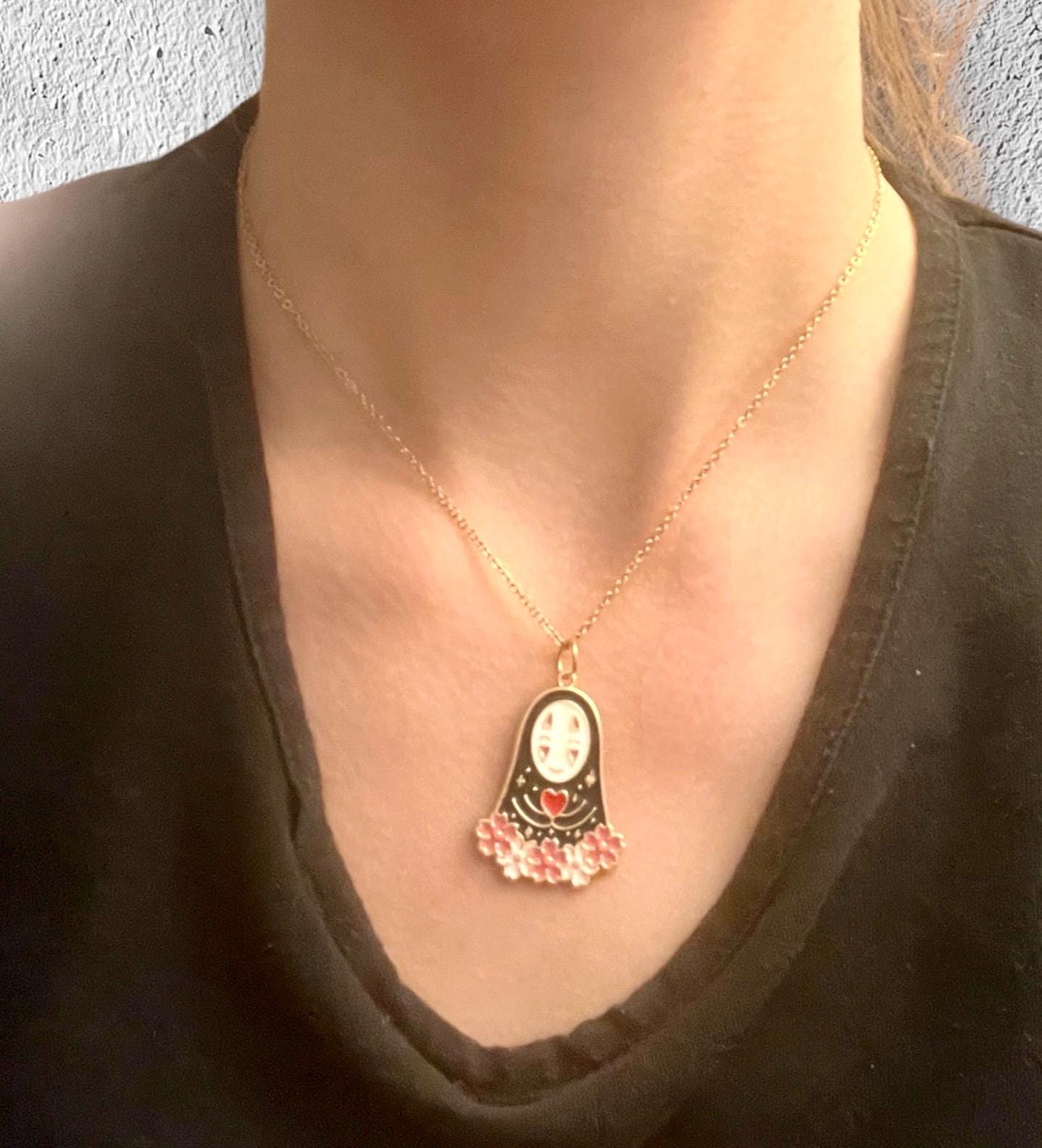Halsband Faceless Studio Ghibli halsband Kaonashi smycken No face halsband för Ghibli-älskare present sött Ghibli-hänge 
