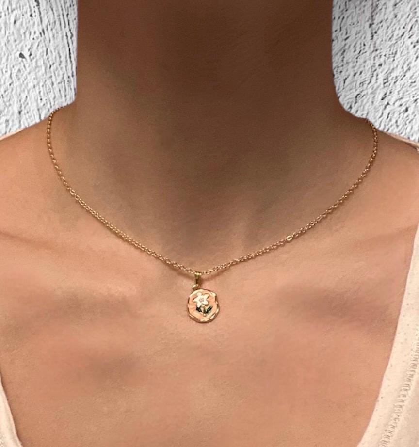 Blomhalsband Vitsippor Guldimitation Halsband Vintage Look Smycken Söt Blomma