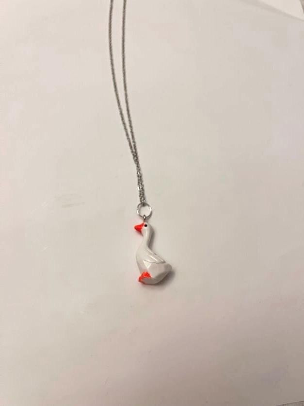 Goose Necklace Garlic Goose Charm Swan Garlic Shape Funny Geese Jewelry